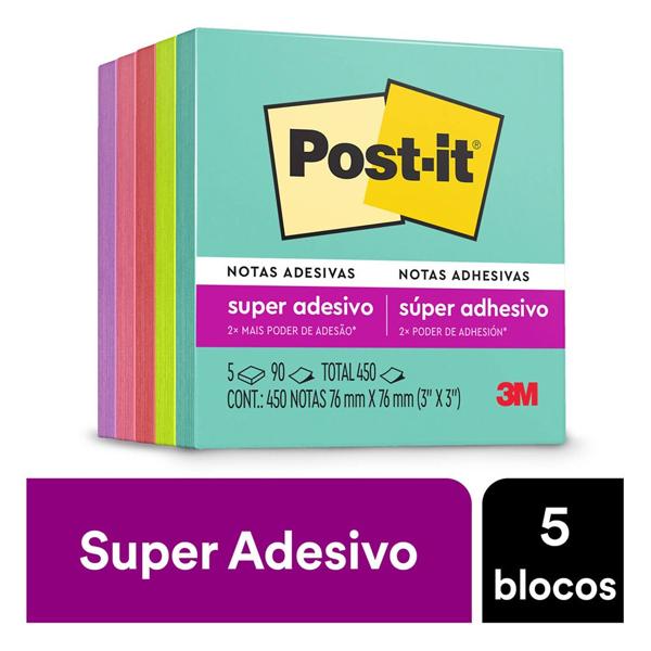 Bloco de Notas Adesivas Post-it Coleção Supernova, 76x76mm, 450 folhas, 3M - BL 5 UN