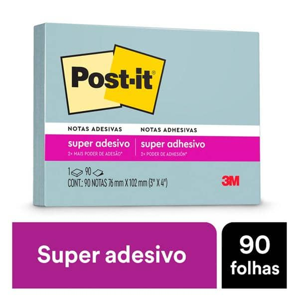 Bloco de Notas Super Adesivas Post-it Reciclado Azul 76 mm x 102 mm - 90 folhas - PT 1 UN