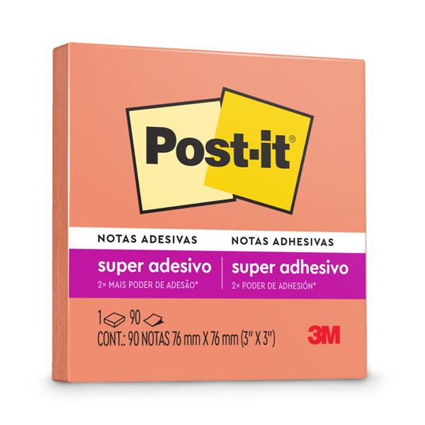 Bloco de Notas Super Adesivas Post-it Reciclado Damasco 76 mm x 76 mm - 90 folhas - PT 1 UN