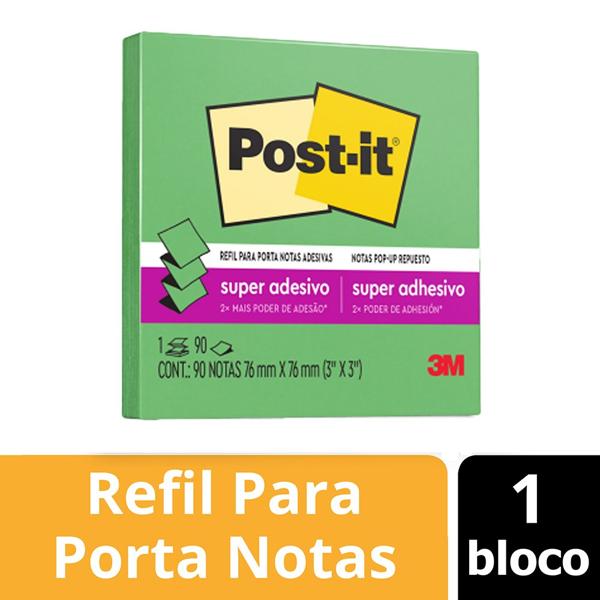 Bloco de Notas Super Adesivas Post-it Refil Verde Limão 76 mm x 76 mm - 90 folhas - PT 1 UN