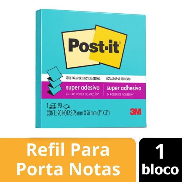 Bloco Adesivo Post-it® 76x76 Refil Puxa Fácil Céu Azul com 90 folhas 3M PT 1 UN