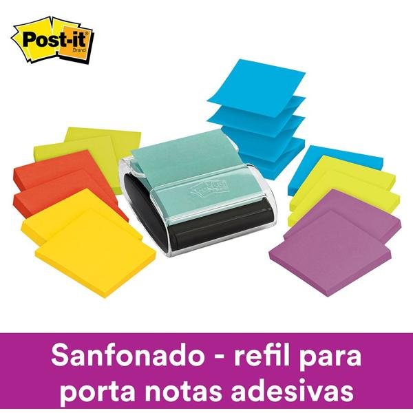 Bloco Adesivo Post-it® 76x76 Refil Puxa Fácil Céu Azul com 90 folhas 3M PT 1 UN