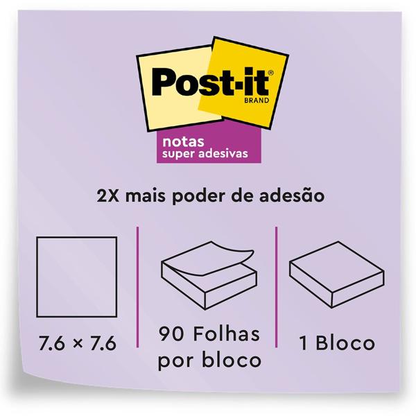 Bloco de Notas Super Adesivas Post-it Verde 76 mm x 76 mm - 90 folhas - PT 1 UN