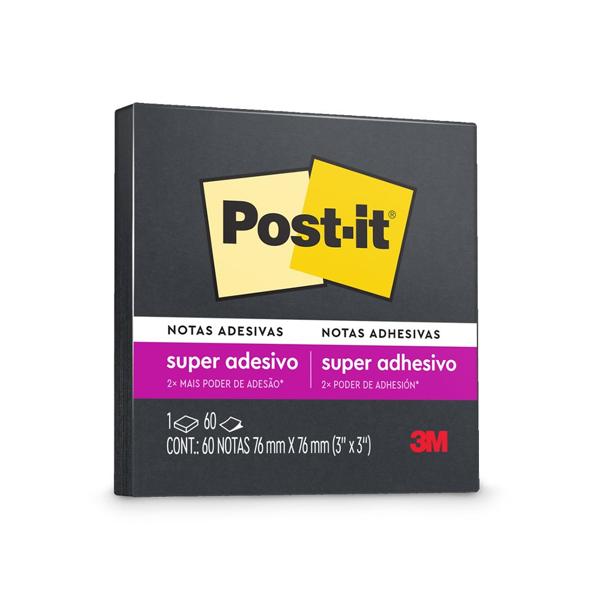 Bloco de Notas Super Adesivas Post-it Preto 76 mm x 76 mm - 60 folhas - PT 1 UN