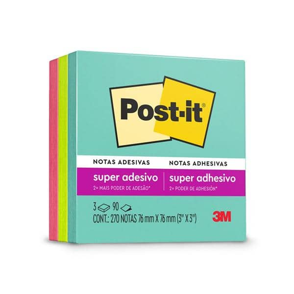 Bloco de Notas Adesivas Post-it Coleção Supernova, 3 blocos, 76x76mm, 270 folhas, 3M - PT 1 BL