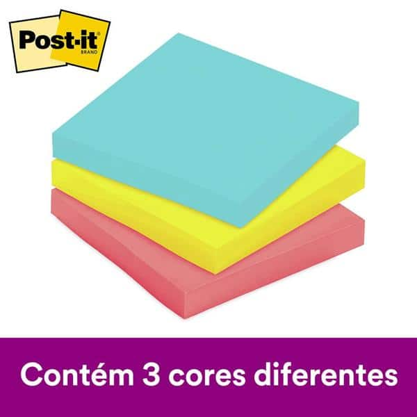 Bloco de Notas Adesivas Post-it Coleção Supernova, 3 blocos, 76x76mm, 270 folhas, 3M - PT 1 BL