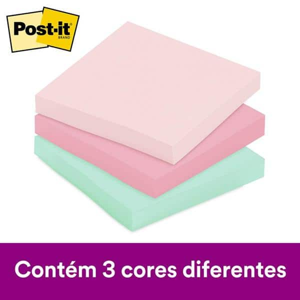 Bloco de Notas Adesivas Post-it Coleção Para Viajar, 3 blocos, 76x76mm, 270 folhas, 3M - PT 1 UN