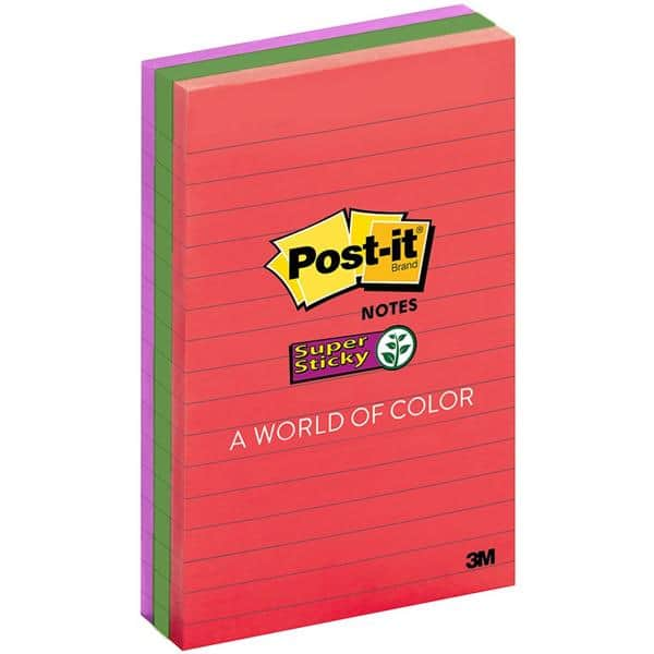 Bloco de Notas Super Adesivas Post-it, Pautados, 101mm x 152mm, 90 folhas, Coleção Diversão, HB00477162, 3M - BT 3 UN