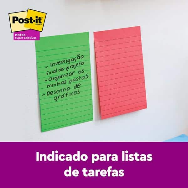 Bloco de Notas Super Adesivas Post-it, Pautados, 101mm x 152mm, 90 folhas, Coleção Diversão, HB00477162, 3M - BT 3 UN