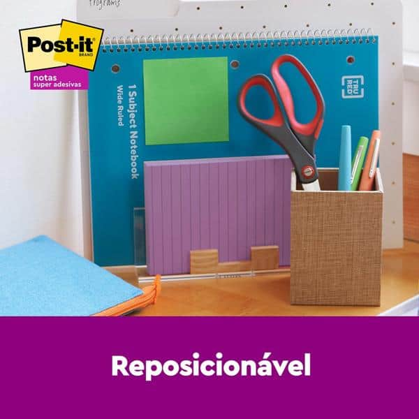 Bloco de Notas Super Adesivas Post-it, Pautados, 101mm x 152mm, 90 folhas, Coleção Diversão, HB00477162, 3M - BT 3 UN