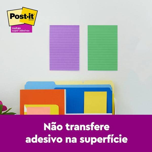 Bloco de Notas Super Adesivas Post-it, Pautados, 101mm x 152mm, 90 folhas, Coleção Diversão, HB00477162, 3M - BT 3 UN