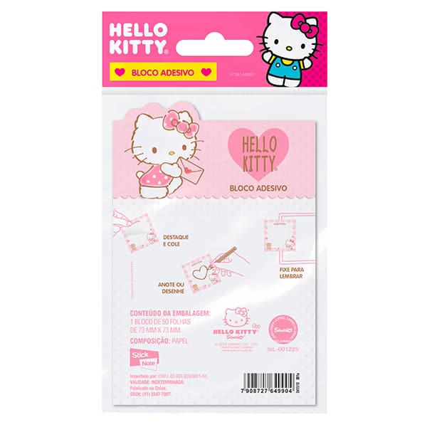 Bloco Autoadesivo Hello Kitty, 73 x 73mm, 50 folhas, Stick Note - PT 1 UN