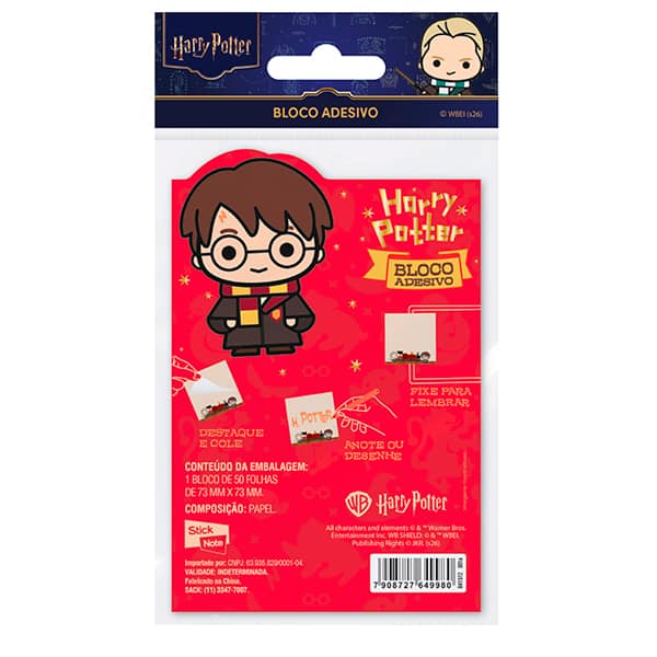 Bloco Autoadesivo Harry Potter, 73 x 73mm, 50 folhas, Stick Note - PT 1 UN Bloco Autoadesivo Harry Potter, 73 x 73mm, 50 folhas, Stick Note - PT 1 UN