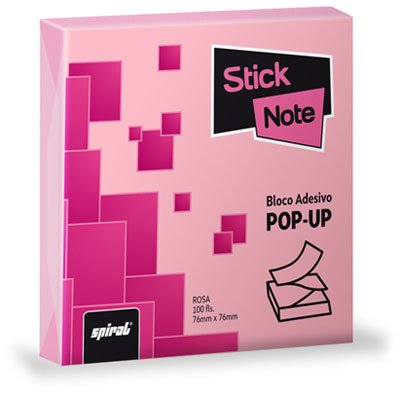  Bloco autoadesivo 76x76 Pop-Up rosa com 100 folhas Stick Note PT 1 UN