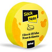Bloco autoadesivo 70x70 redondo amarelo c/100fls Stick Note PT 1 UN