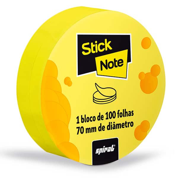 Bloco autoadesivo 70x70 redondo amarelo c/100fls Stick Note PT 1 UN