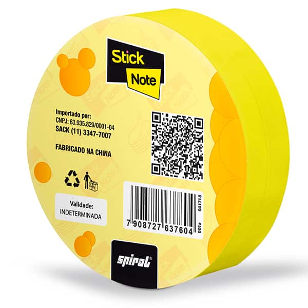 Bloco autoadesivo 70x70 redondo amarelo c/100fls Stick Note PT 1 UN