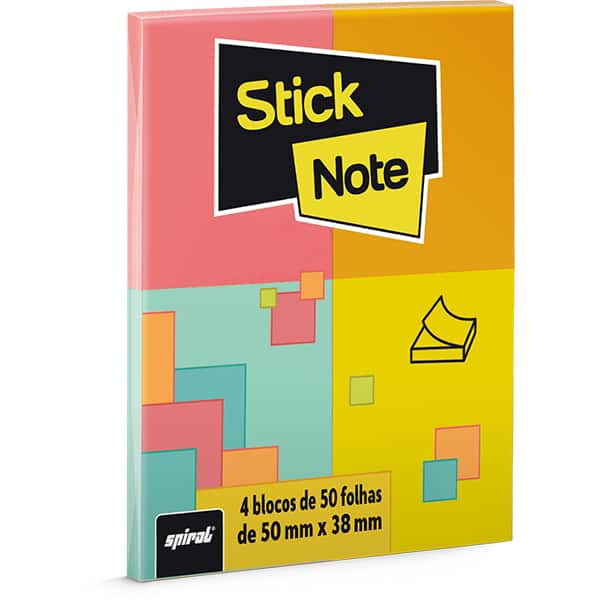 Bloco autoadesivo 38x51mm sort. c/200fls . Stick Note PT 1 UN