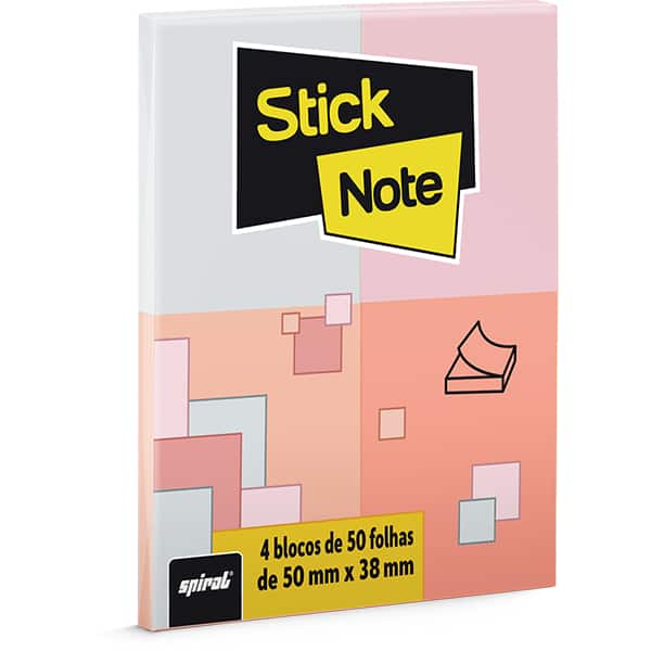 Bloco autoadesivo 38x51mm sort. c/200fls 3 . Stick Note PT 1 UN