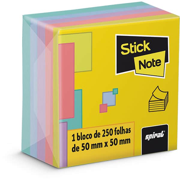 Bloco Autoadesivo, Cores Neon, 250 folhas, 50mm x 50mm, Stick Note - PT 1 UN