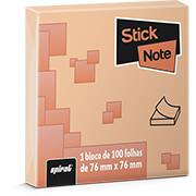 Bloco Adesivo 100 Folhas, Salmão, 76mm X 76mm, Stick Note - PT 1 UN