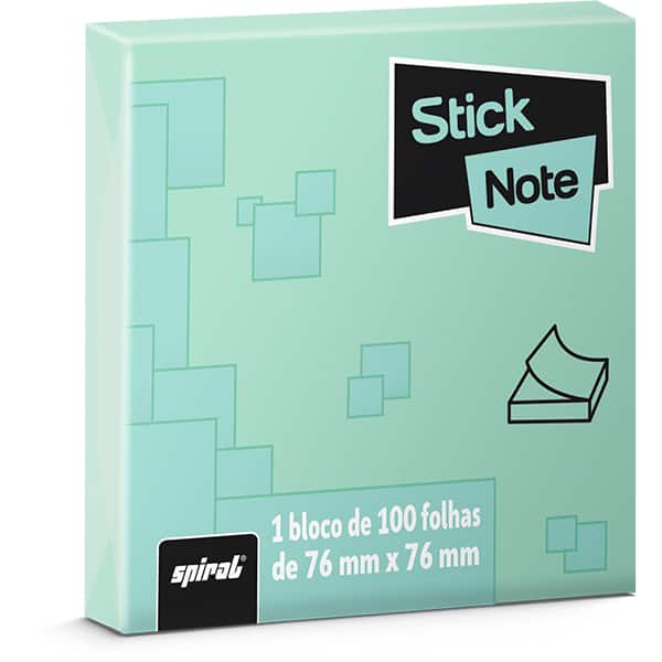 Bloco Autoadesivo, Verde, 100 folhas, 76mm x 76mm, Stick Note - PT 1 UN