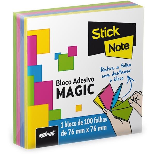 Bloco autoadesivo 76x76 neon Magic cores c/100fls Stick Note PT 1 UN