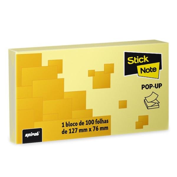 Bloco autoadesivo 127x76 Pop-Up amarelo com 100 folhas Stick Note PT 1 UN