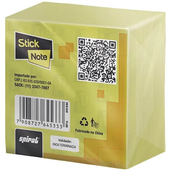 Bloco autoadesivo 50x50mm amarelo c/250fls Stick Note PT 1 UN
