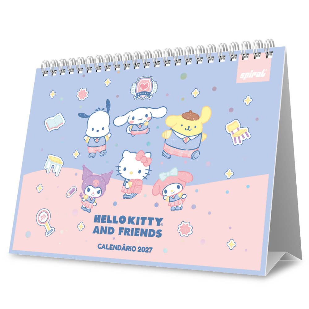 Calendário de mesa 2027 Hello Kitty e Amigos 2759477 Spiral Hka PT 1 UN Calendário de mesa 2027 Hello Kitty e Amigos 2759477 Spiral Hka PT 1 UN