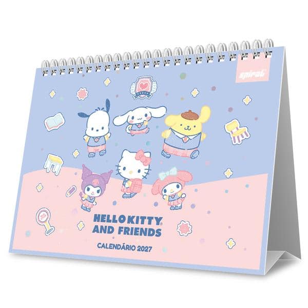 Calendário de mesa 2027 Hello Kitty e Amigos 2759477 Spiral Hka PT 1 UN Calendário de mesa 2027 Hello Kitty e Amigos 2759477 Spiral Hka PT 1 UN