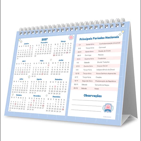 Calendário de mesa 2027 Hello Kitty e Amigos 2759477 Spiral Hka PT 1 UN Calendário de mesa 2027 Hello Kitty e Amigos 2759477 Spiral Hka PT 1 UN