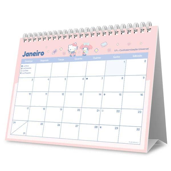 Calendário de mesa 2027 Hello Kitty e Amigos 2759477 Spiral Hka PT 1 UN Calendário de mesa 2027 Hello Kitty e Amigos 2759477 Spiral Hka PT 1 UN