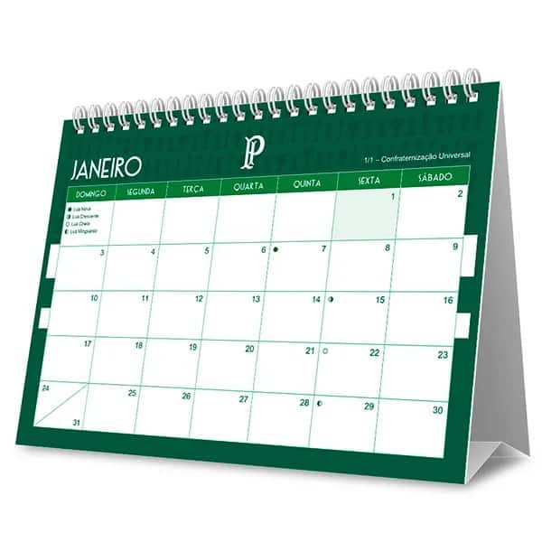 Calendário de Mesa 2027, Palmeiras F.C, 7 Folhas, 2759484, Spiral Pal - PT 1 UN