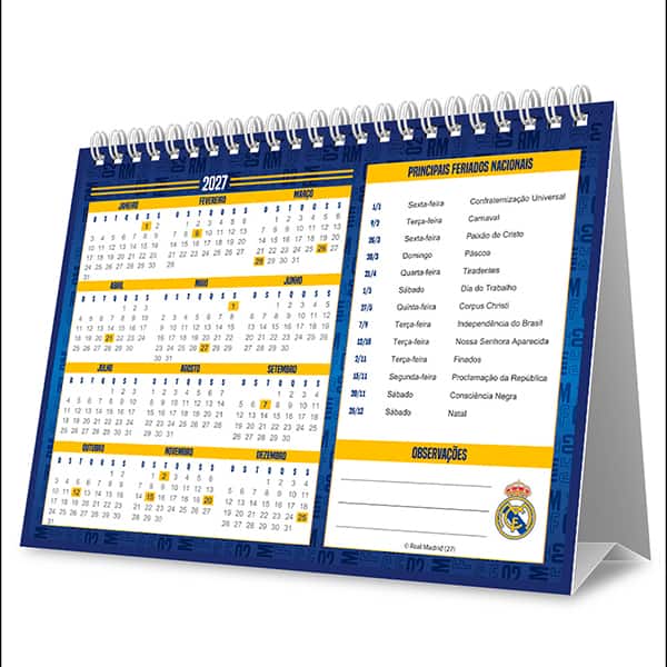 Calendário de mesa 2027 Real Madrid 2759491 Spiral Rea PT 1 UN
