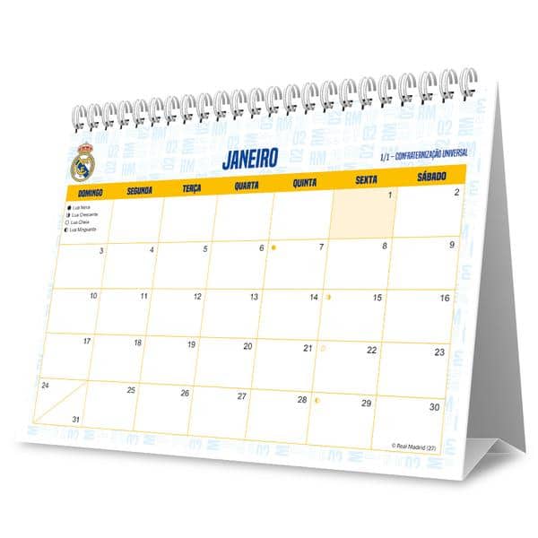Calendário de mesa 2027 Real Madrid 2759491 Spiral Rea PT 1 UN
