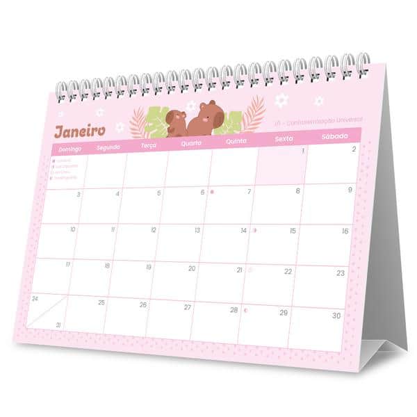 Calendário de Mesa 2027, Capivaras, 7 Folhas, 2759507, Spiral Ten - PT 1 UN