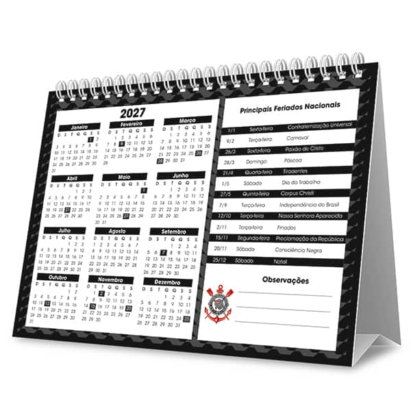 Calendário de Mesa 2027, Vai Corinthians, 7 Folhas, 2751136, Spiral Sccp - PT 1 UN Calendário de Mesa 2027, Vai Corinthians, 7 Folhas, 2751136, Spiral Sccp - PT 1 UN