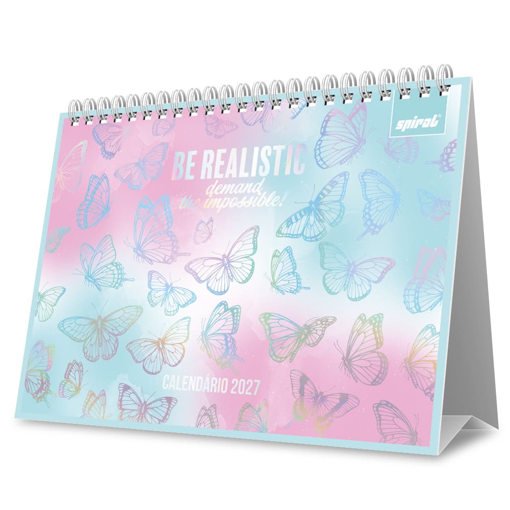 Calendário de Mesa 2027, Flutter, 7 Folhas, 2751150, Spiral Flu - PT 1 UN