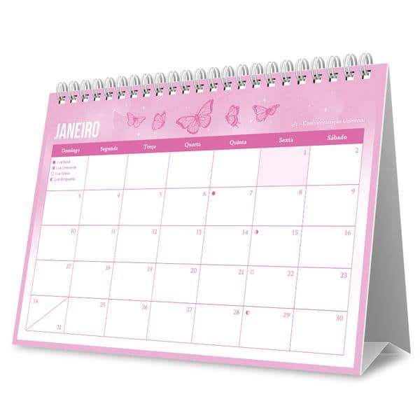 Calendário de Mesa 2027, Flutter, 7 Folhas, 2751150, Spiral Flu - PT 1 UN