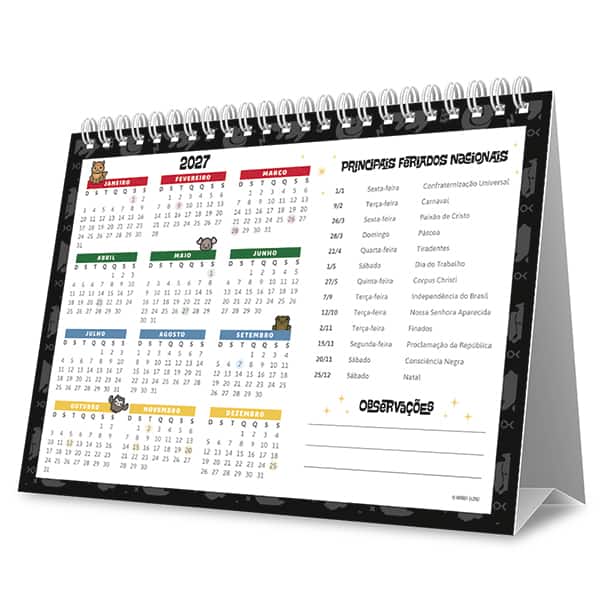 Calendário de Mesa 2027, Harry Potter Charms, 7 Folhas, 2751174, Spiral Hpc - PT 1 UN Calendário de Mesa 2027, Harry Potter Charms, 7 Folhas, 2751174, Spiral Hpc - PT 1 UN