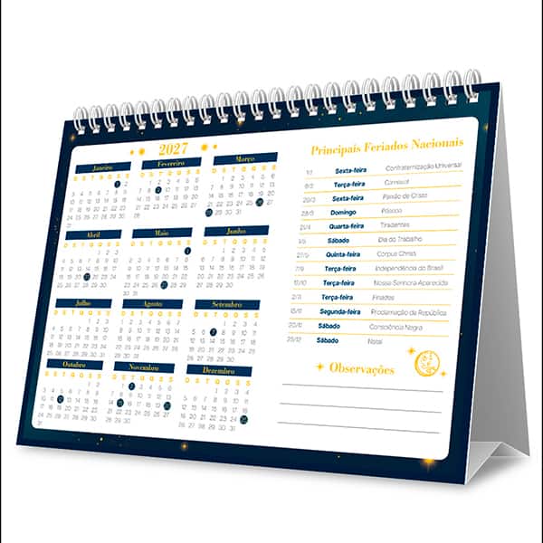 Calendário de Mesa 2027 Multiverso, 7 Folhas, 2751198, Spiral Mult - PT 1 UN