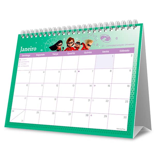 Calendário de Mesa 2027, Pixar, 7 Folhas, 2751204, Spiral Px - PT 1 UN