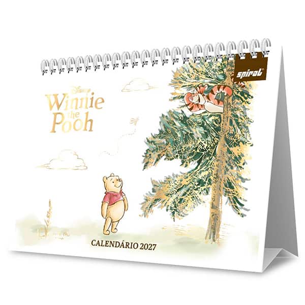 Calendário de Mesa 2027, Ursinho Pooh, 7 Folhas, 2751211, Spiral Pooh - PT 1 UN