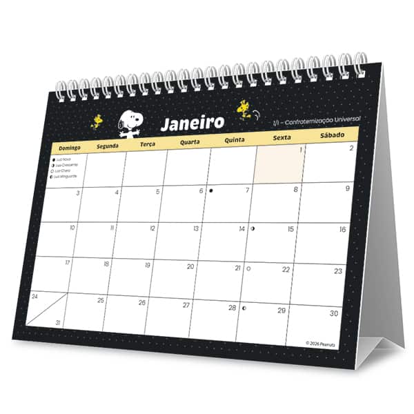 Calendário de mesa 2027 Snoopy 2751228 Spiral Sno PT 1 UN