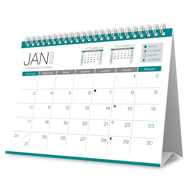 Calendário de Mesa 2027, Spiral, Verde, 7 Folhas, 2749225, Spiral - PT 1 UN