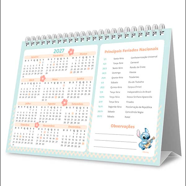 Calendário de Mesa 2027, Stitch e Angel, 7 Folhas, 2751235, Spiral Ds - PT 1 UN Calendário de Mesa 2027, Stitch e Angel, 7 Folhas, 2751235, Spiral Ds - PT 1 UN