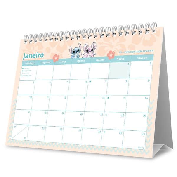 Calendário de Mesa 2027, Stitch e Angel, 7 Folhas, 2751235, Spiral Ds - PT 1 UN Calendário de Mesa 2027, Stitch e Angel, 7 Folhas, 2751235, Spiral Ds - PT 1 UN