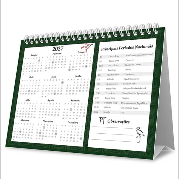 Calendário de Mesa 2027, Zen, 7 Folhas, 2751259, Spiral Zen - PT 1 UN