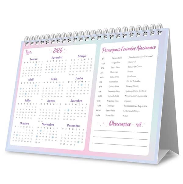 Calendário De Mesa 2026, Flutter, 2635198, Spiral Flu - PT 1 UN